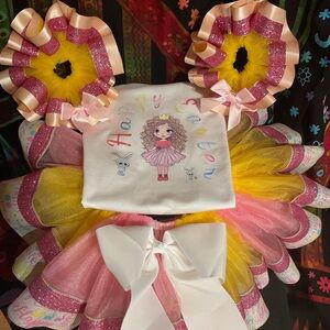 Charming Easter Tutu Set for Kids - Pink and Yellow
